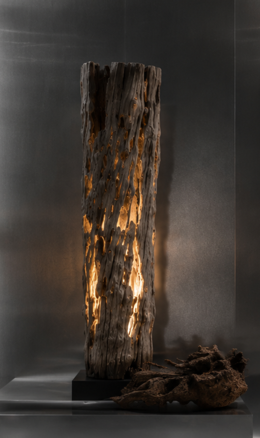 1000年チーク照明 - Vintage Teak Light Object -